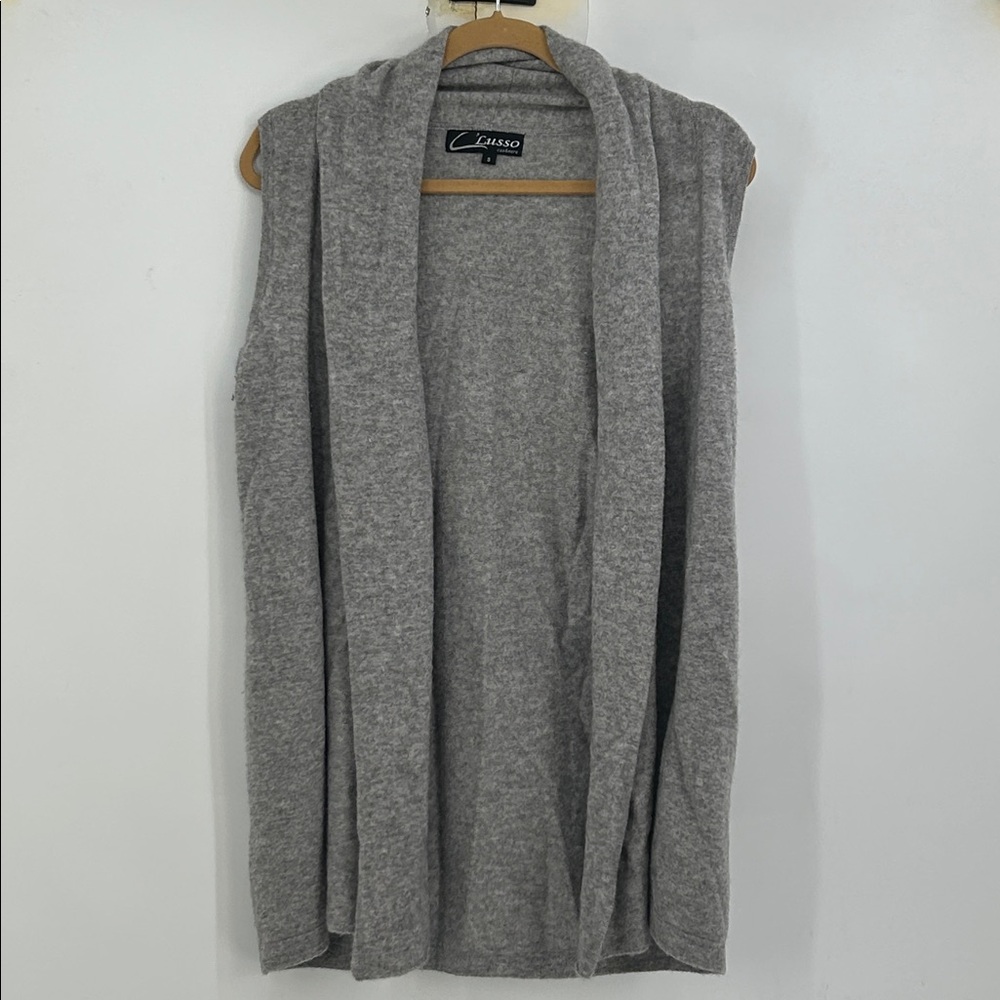 Lusso Cashmere Sleeveless Cardigan Grey Size Small